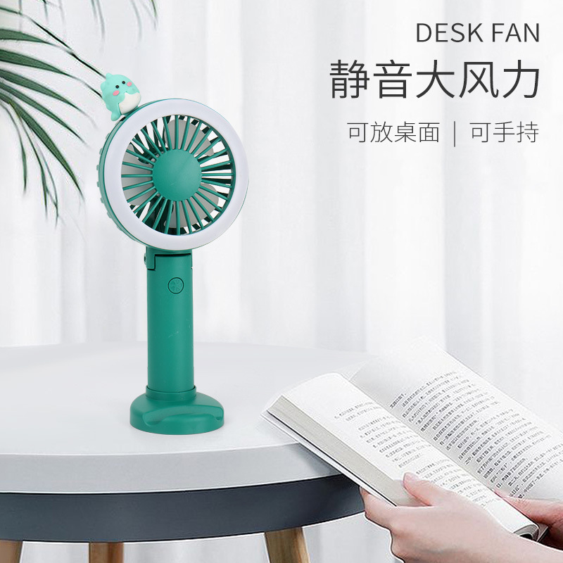 2022 New Creativity Student Outdoor Handheld usb Mini Fan with Light, Cartoon Cute Girls' Desktop Mini Fan details Picture