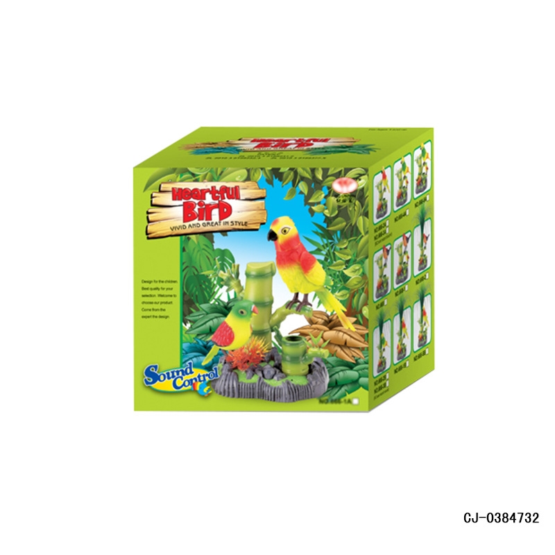 Factory direct sales creative artificial mountain electric parrot Double bird children's sensing toy simulation can chirp and move voice-controlled little bird Application Scenario