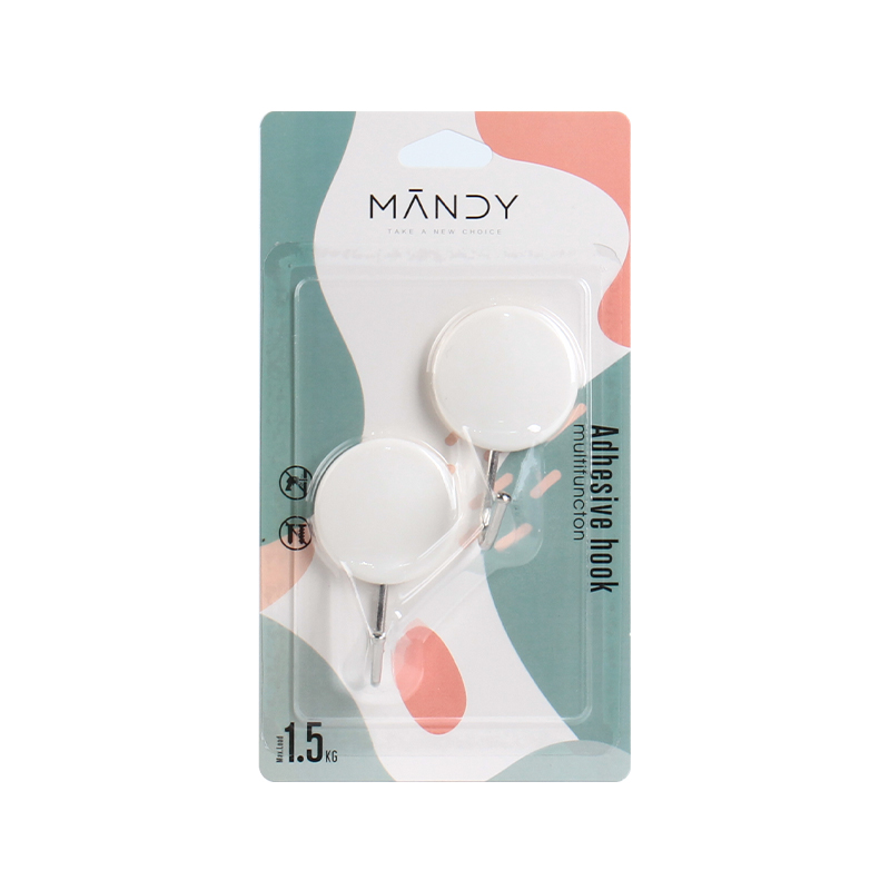 [Manti Home] Round iron hook plastic hook bathroom kitchen hook stick hook strong bearing free punching full figure