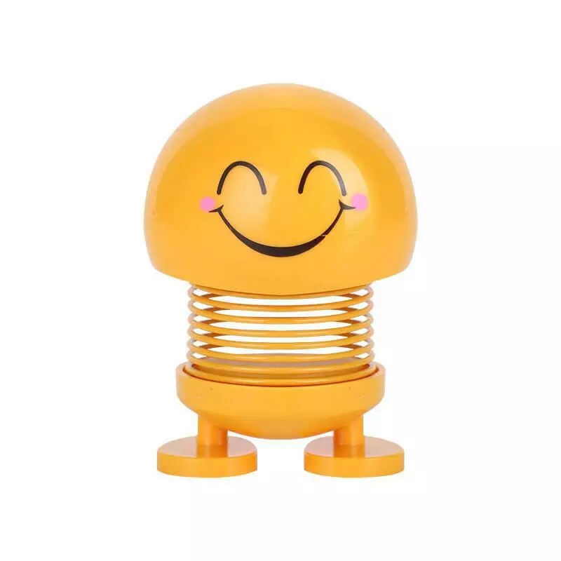New smiling face spring dolls, little yellow emoticons, shaking head dolls, novel and unique car car ornaments, doll toys Application Scenario