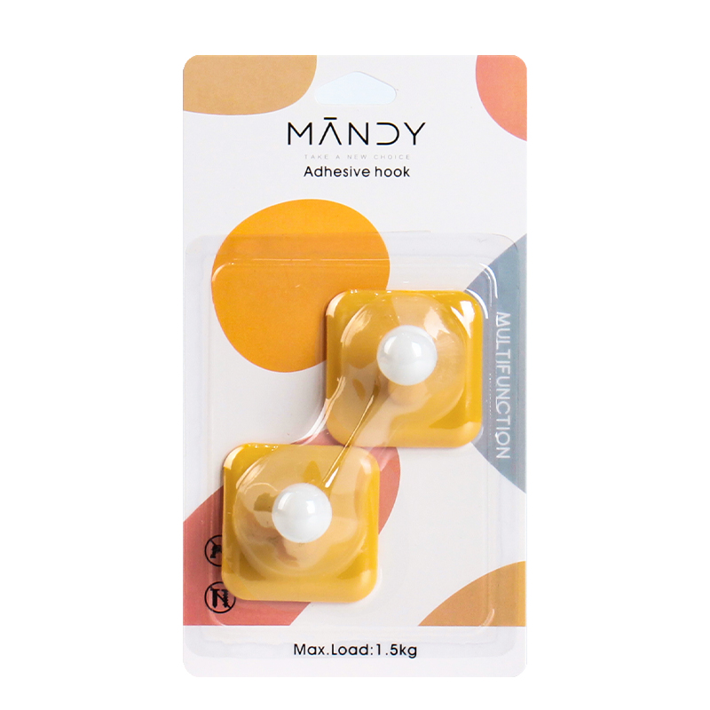 [Mandi Home] Round ball plastic hook bathroom kitchen hook sticky hook strong bearing free punching thumbnail