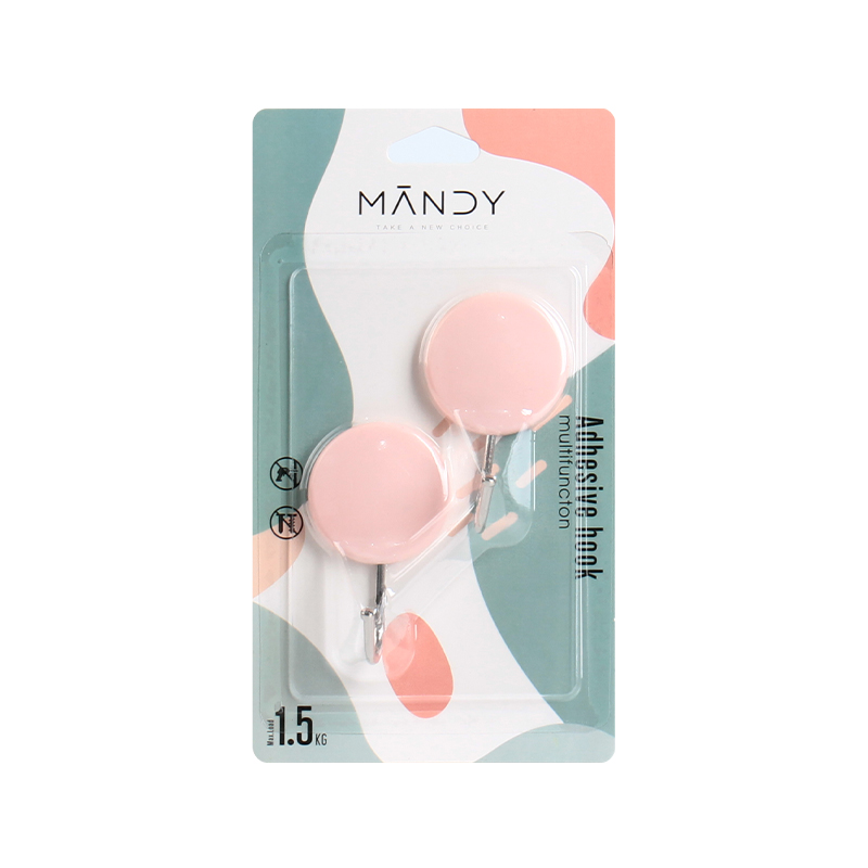 [Manti Home] Round iron hook plastic hook bathroom kitchen hook stick hook strong bearing free punching Specification drawing