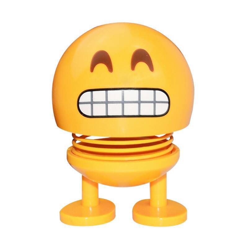 New smiling face spring dolls, little yellow emoticons, shaking head dolls, novel and unique car car ornaments, doll toys Item Picture