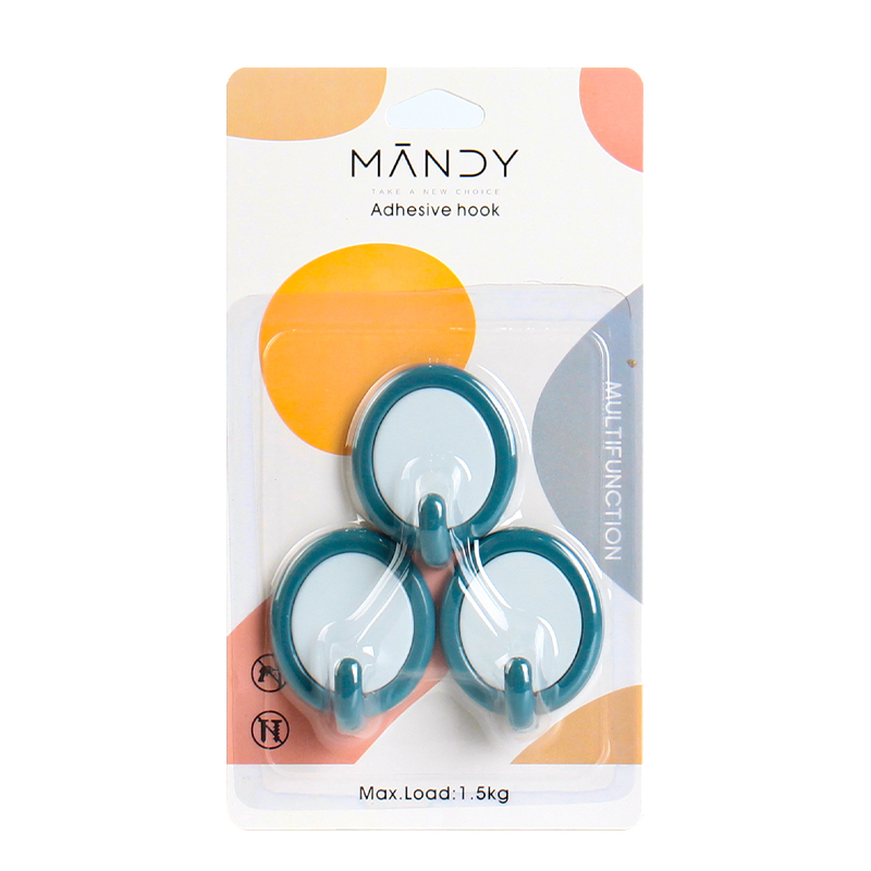[Mandi Home] Oval plastic hook bathroom kitchen hook sticky hook strong bearing free punching