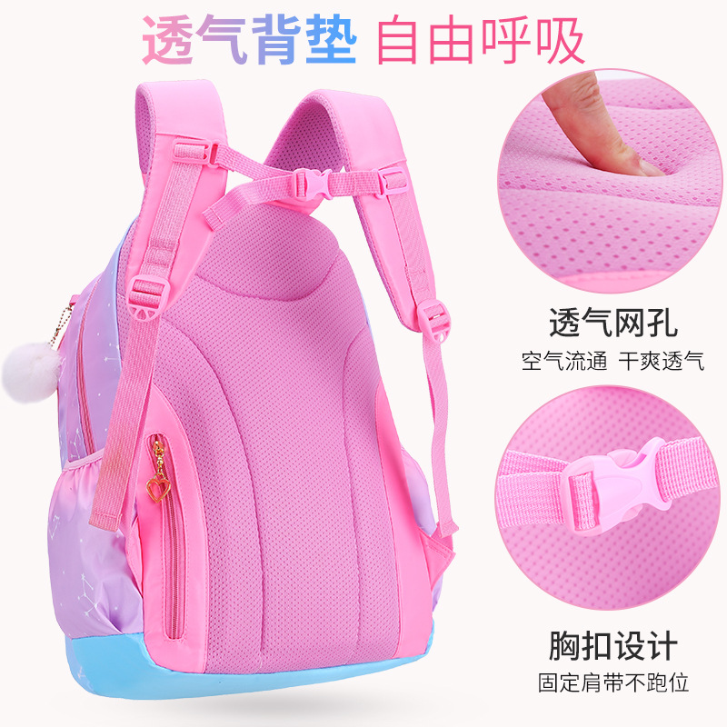 Gradient color primary school schoolbag for girls sweet lady 1-3-6 grade student backpack light children 's bag Application Scenario