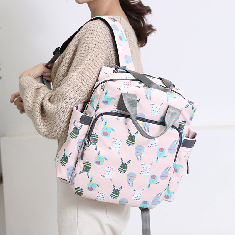 Mummy Bag 2021 New Style, Fashionable, lightweight, printed, multi-functional, large-capacity mother and baby bag, Double shoulder for going out Mom bag