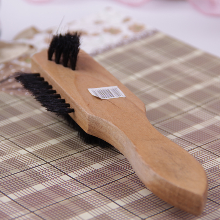 8303 wooden handle shoe polish brush factory direct sales, black bristle shoe brush, shoe polish brush details Picture