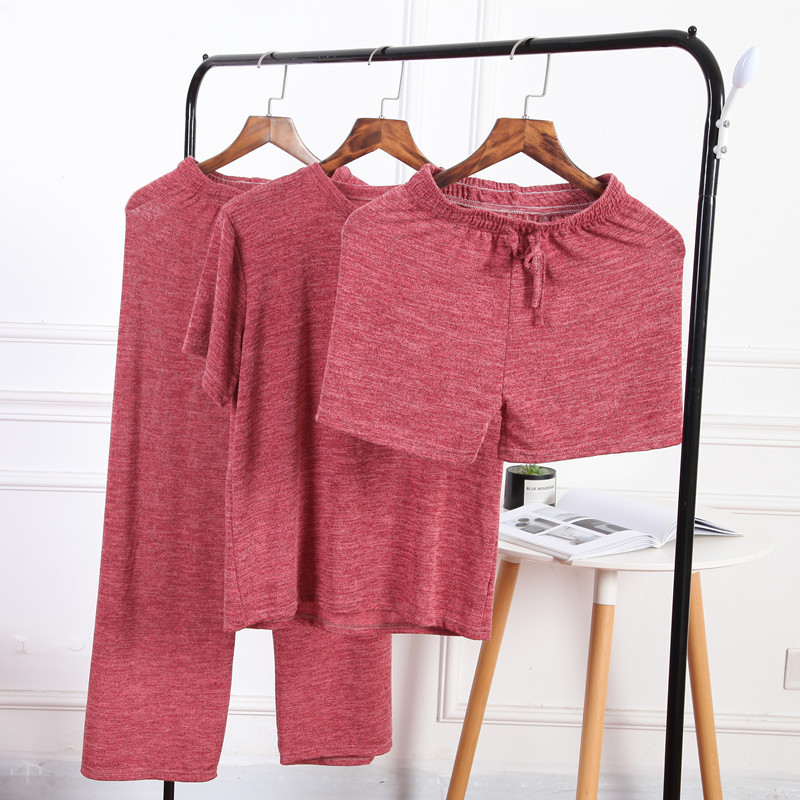 Lazybones three-piece fairy house set Ladies' summer home baggy wide-leg pants