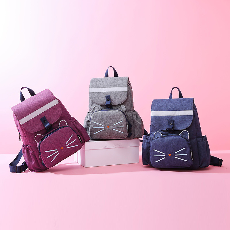 Cute and simple solid-color backpack for women, casual and versatile fashion, parent-child mommy bag, children's traction detachable backpack Specification image