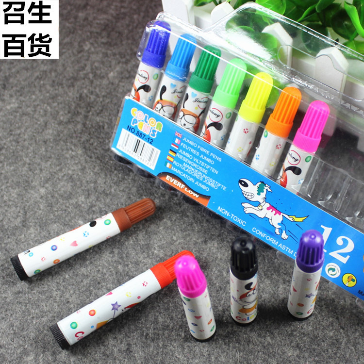 Factory direct sales of 12 watercolor pens, children's drawing and doodling pens, color pens 887-12, one yuan and two yuan supply Specification drawing