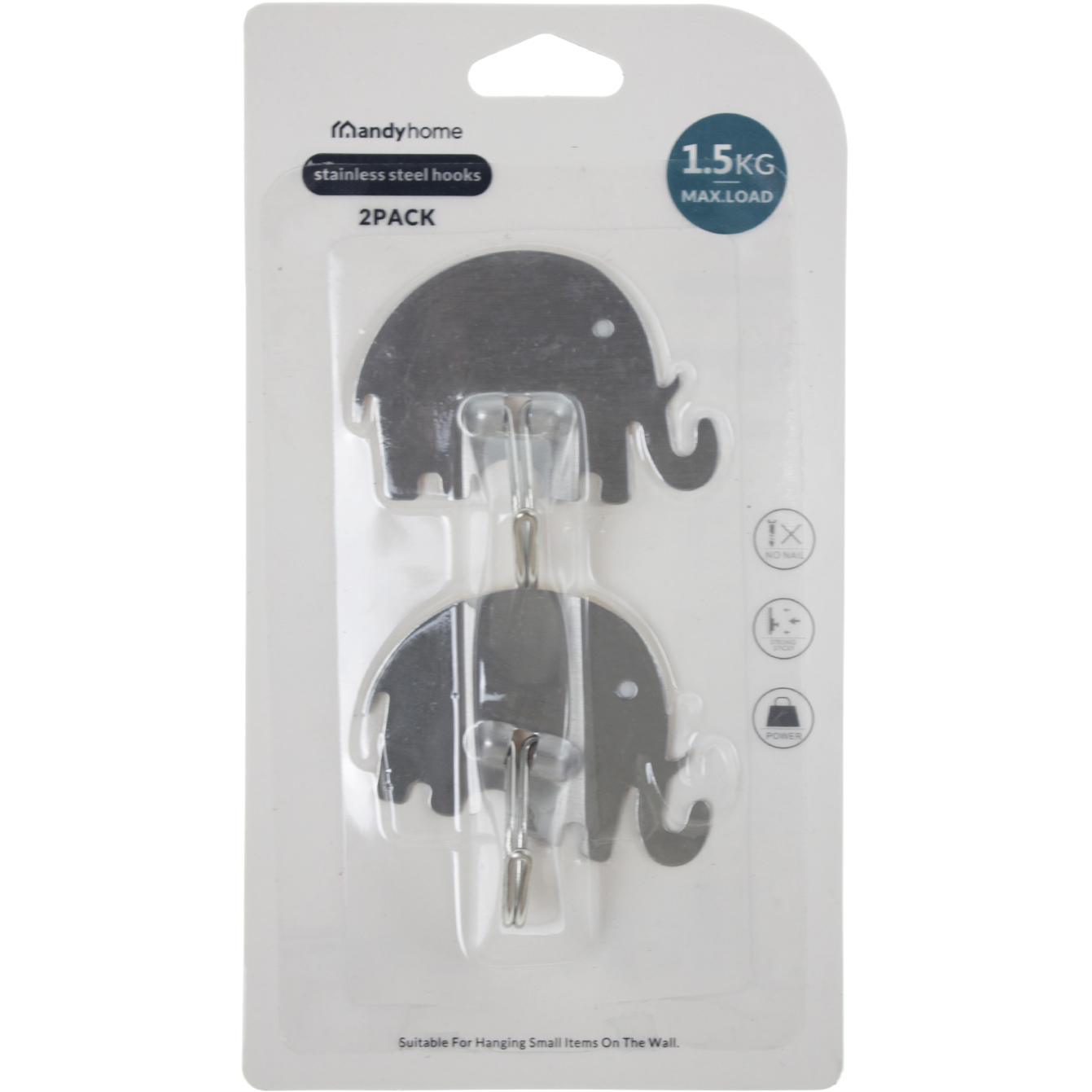 [Manti Home] Stainless steel elephant butterfly house hook bathroom kitchen sticky hook strong load free punch
