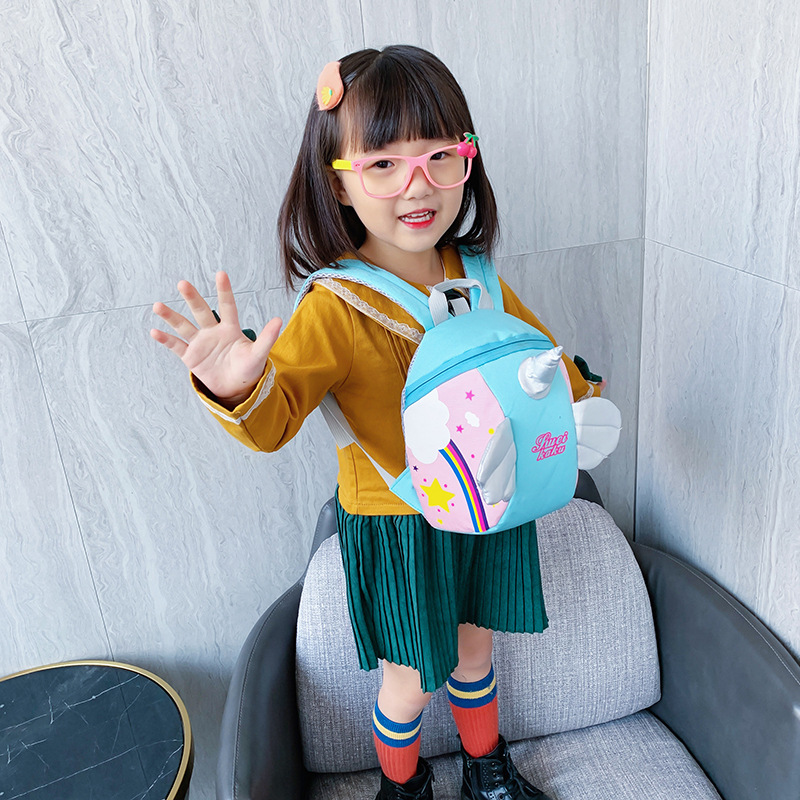 Children's schoolbag 1-3-5 years old girl and infant anti-wandering backpack, cute unicorn backpack for kindergarten Specification image
