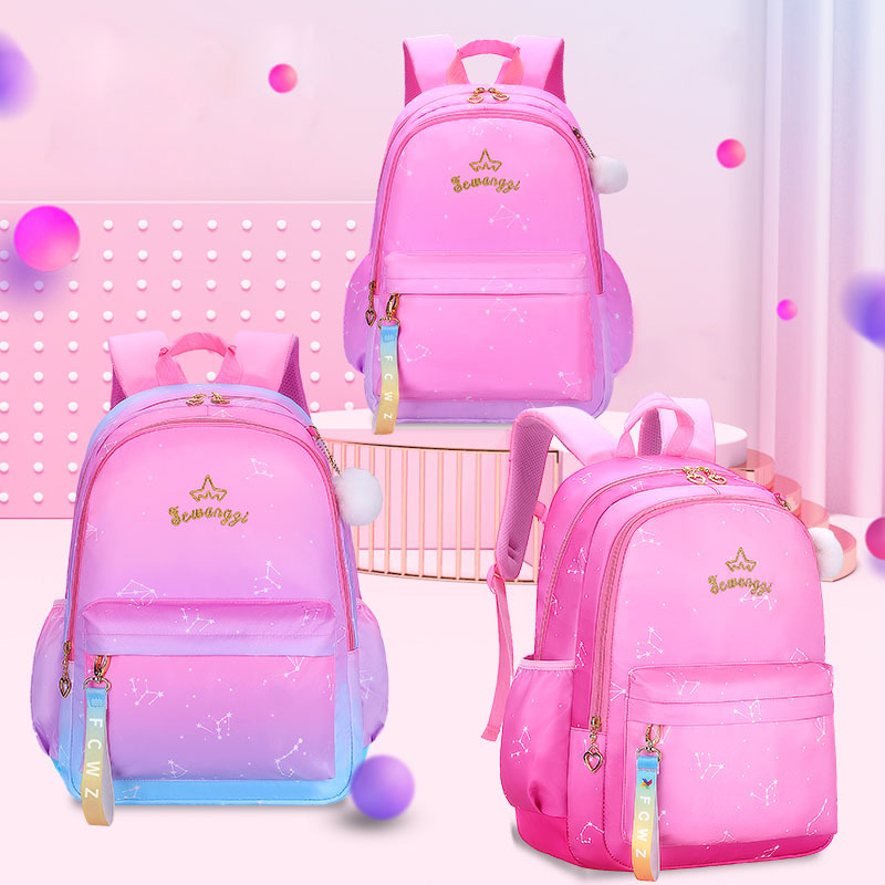 Gradient color primary school schoolbag for girls sweet lady 1-3-6 grade student backpack light children 's bag