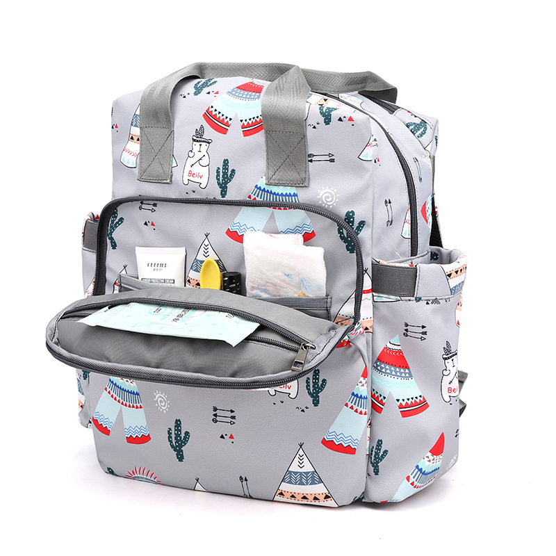 Mummy Bag 2021 New Style, Fashionable, lightweight, printed, multi-functional, large-capacity mother and baby bag, Double shoulder for going out Mom bag Application Scenario
