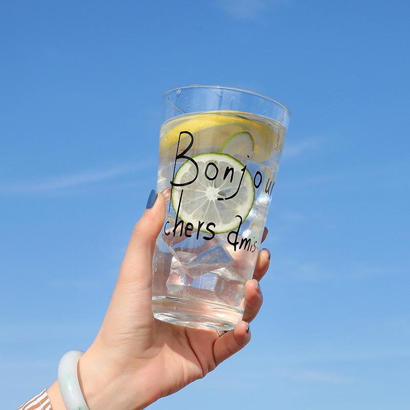 2022 New style water cup with straw, cute, portable, heat-resistant and explosion-proof transparent glass cup, girlish cup for students Item Picture