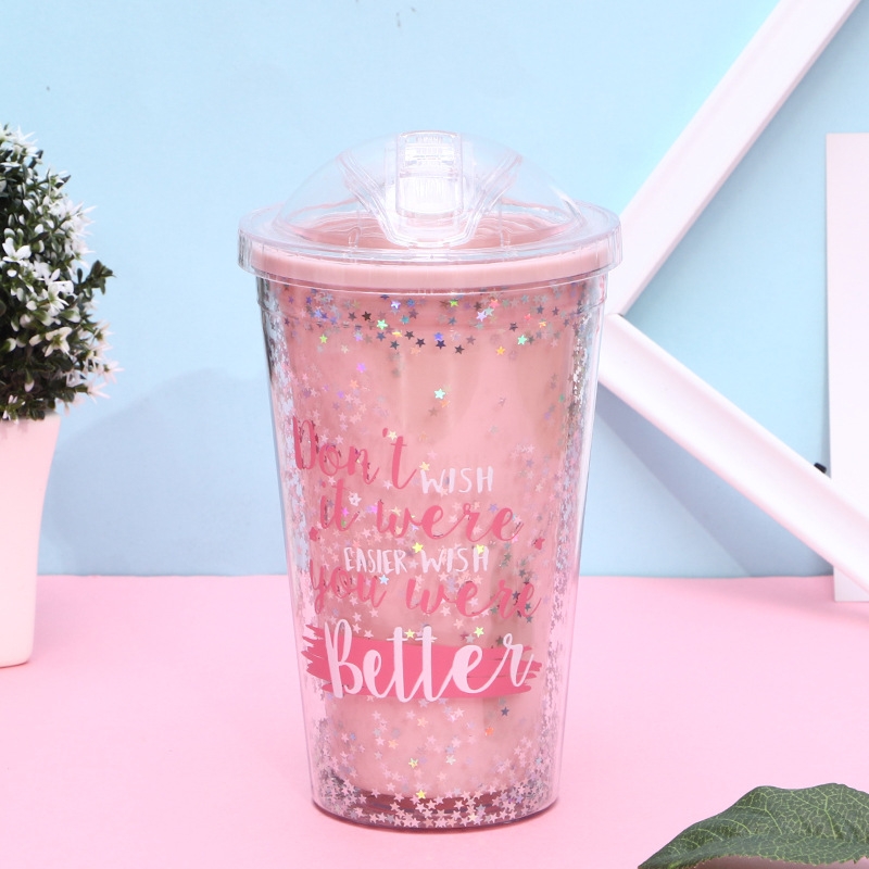 New bestsellers: Double-layer summer cup, outdoor portable student straw, plastic water cup, creative crushed ice cup, customizable Application Scenario