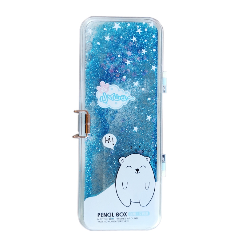 New type of sand pencil box, multi-functional double-layer plastic pencil case for primary school students, anti-drop large-capacity pencil case Item Picture