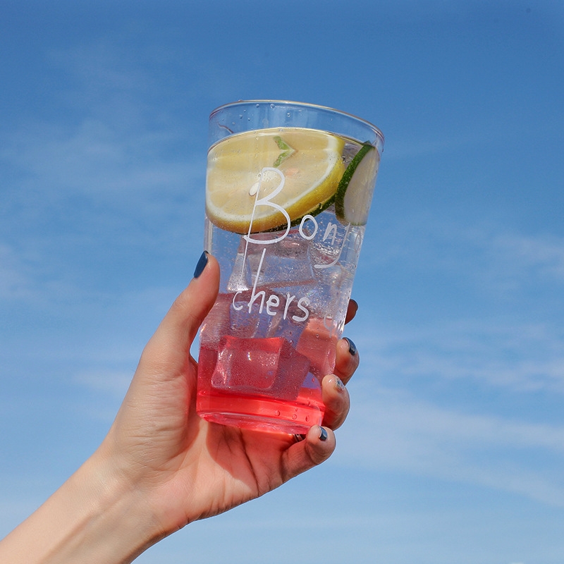 2022 New style water cup with straw, cute, portable, heat-resistant and explosion-proof transparent glass cup, girlish cup for students Specification drawing