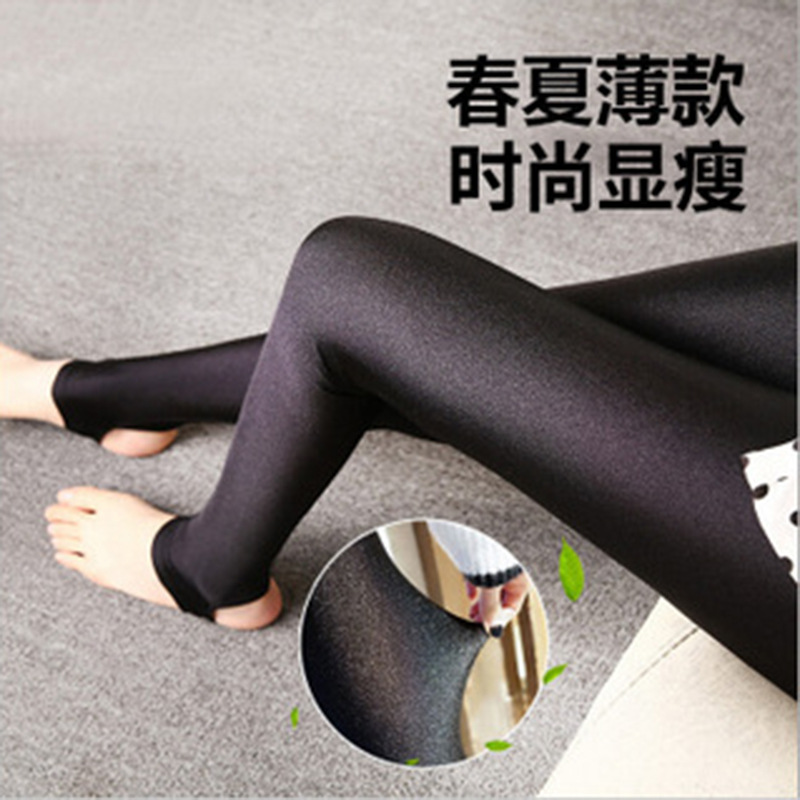 Summer new elastic gloss pants nylon slim foot leggings pants manufacturer straight for