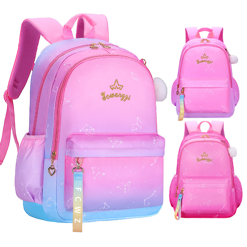 Gradient color primary school schoolbag for girls sweet lady 1-3-6 grade student backpack light children 's bag details Picture