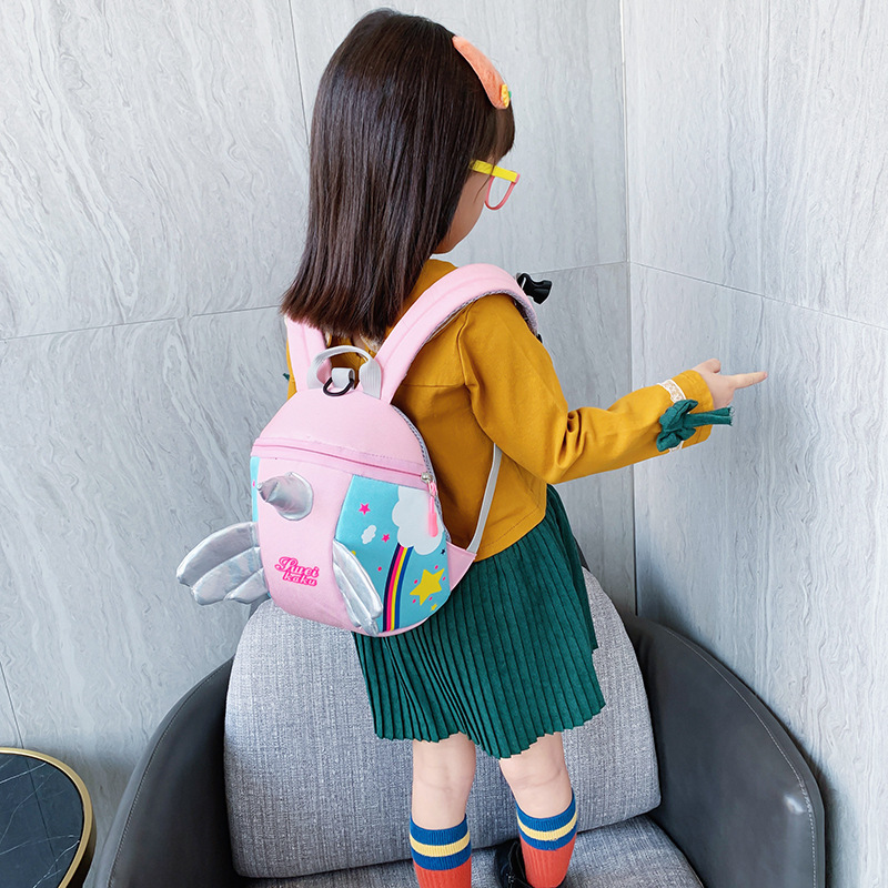 Children's schoolbag 1-3-5 years old girl and infant anti-wandering backpack, cute unicorn backpack for kindergarten