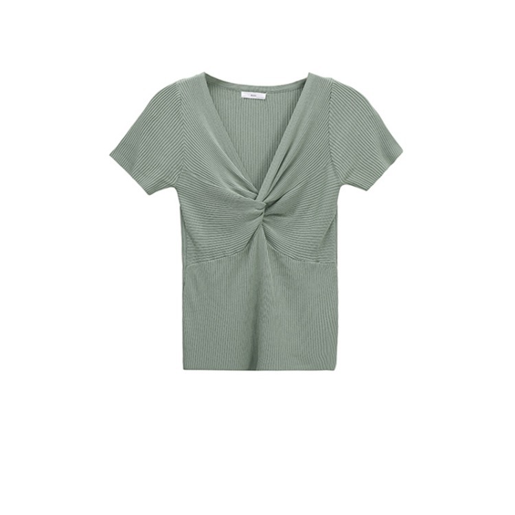 White T-shirt, women's short-sleeved, ins, stylish, cross-knotted V-neck, slimming, little trick, base layer top, 2021 summer trend Item Picture