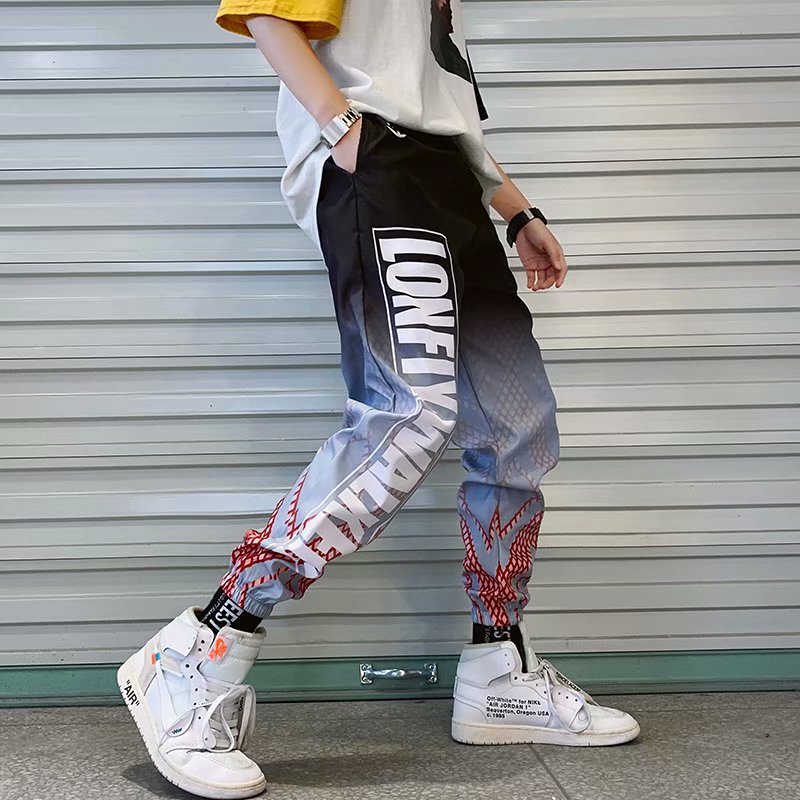 9-inch gradient color tight-fitting hip-hop casual sportswear pants for men's small feet
