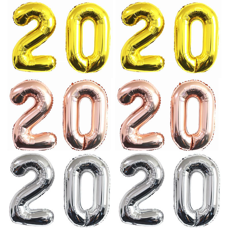 Cross-border exclusive 32-inch imitation beauty slim version 2020 digital aluminum film balloon set for New Year's Day and festival party decoration Item Picture