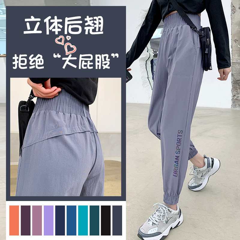 Ice Silk Quick-drying Pants Women's Spring and Autumn 2021 new loose black tight-fitting casual thin grey sportswear pants Summer