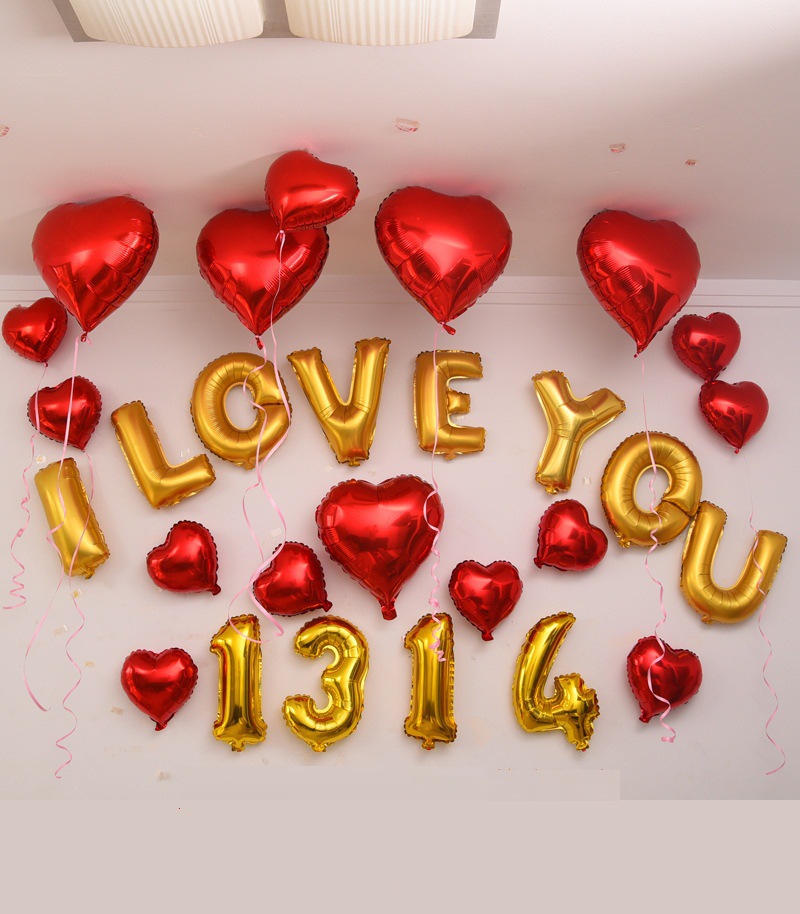 10-inch heart-shaped aluminum film balloon heart-shaped heart aluminum foil balloon Wedding room birthday party decoration supplies wholesale 1 details Picture
