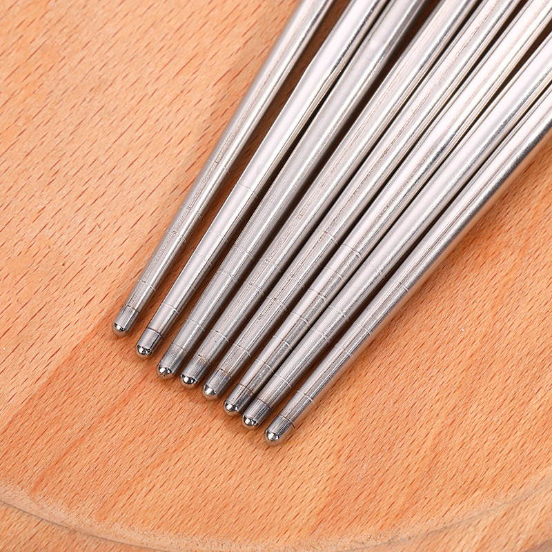 Factory direct sales of 18cm bare-bodied four pairs of steel chopsticks, one-yuan and two-yuan wholesale from street stalls details Picture