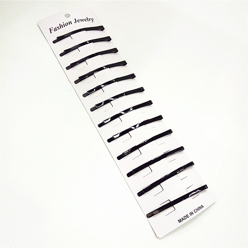 Wholesale Korean-style black straight clips, bow clips, lacquered black bangs hair clips, two-yuan hot-selling products at street stalls details Picture