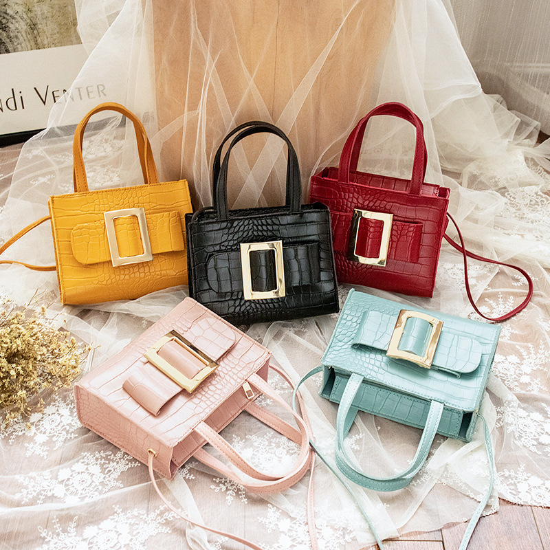 ladies hand bag 2021 New Style Crocodile needle buckle strap hand-held small square bag Mobile phone Small bag