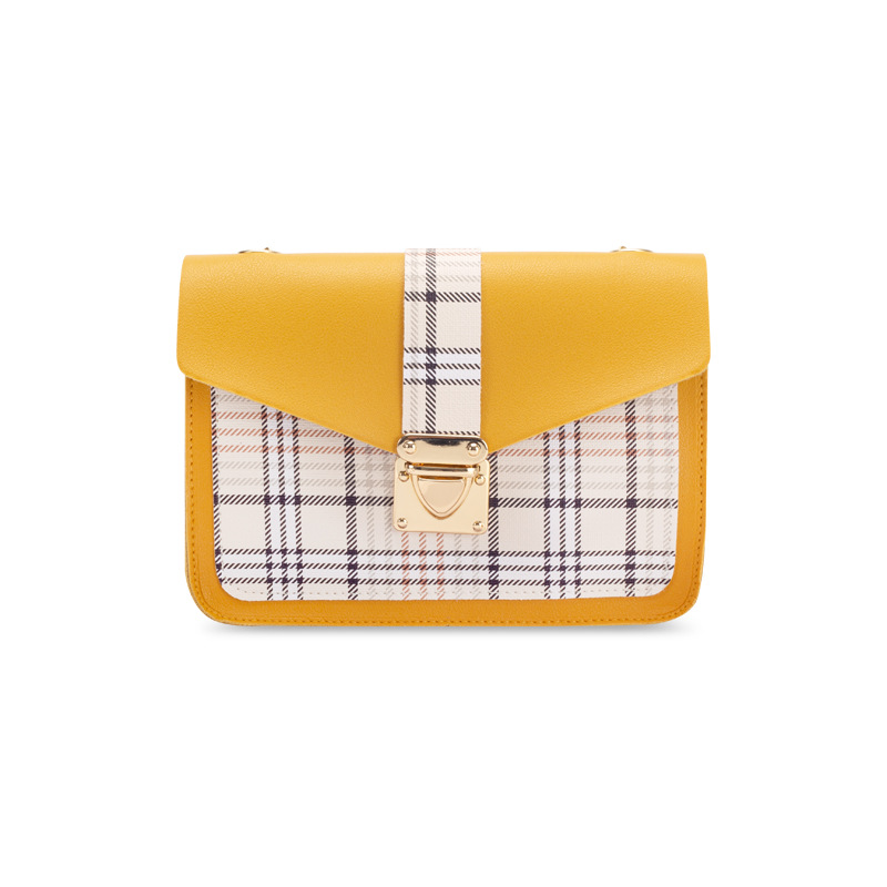ladies hand bag 2021 New Style Checkered Contrasting Color Lock Chain Small Square Bag Gift Small bag Item Picture