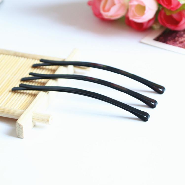 Wholesale Korean-style black straight clips, bow clips, lacquered black bangs hair clips, two-yuan hot-selling products at street stalls Specification image