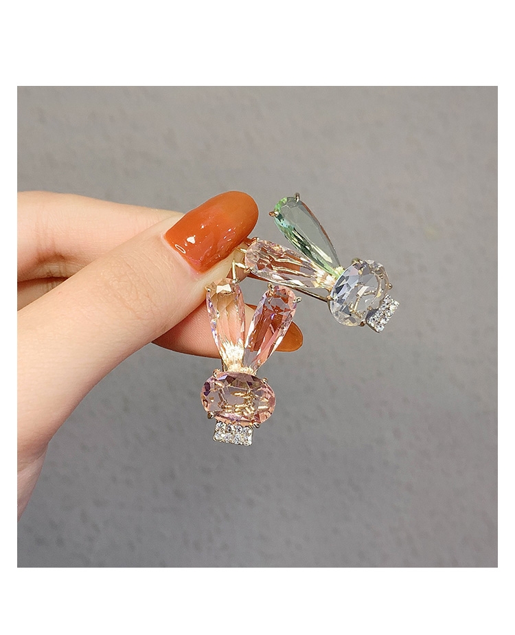Korean high-end rabbit crystal hair clip, fringe clip, new girl's clip headwear, side frog clip, straight clip full figure