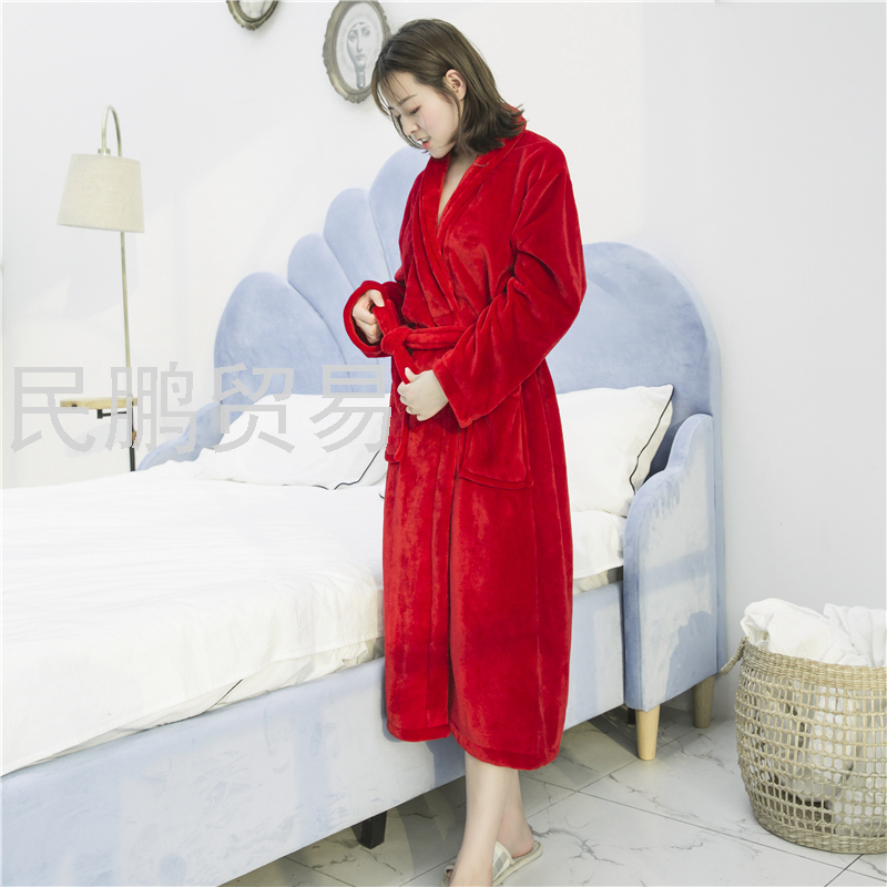Manufacturers direct sales of high-grade thick flannel coral velvet solid color with bathrobes