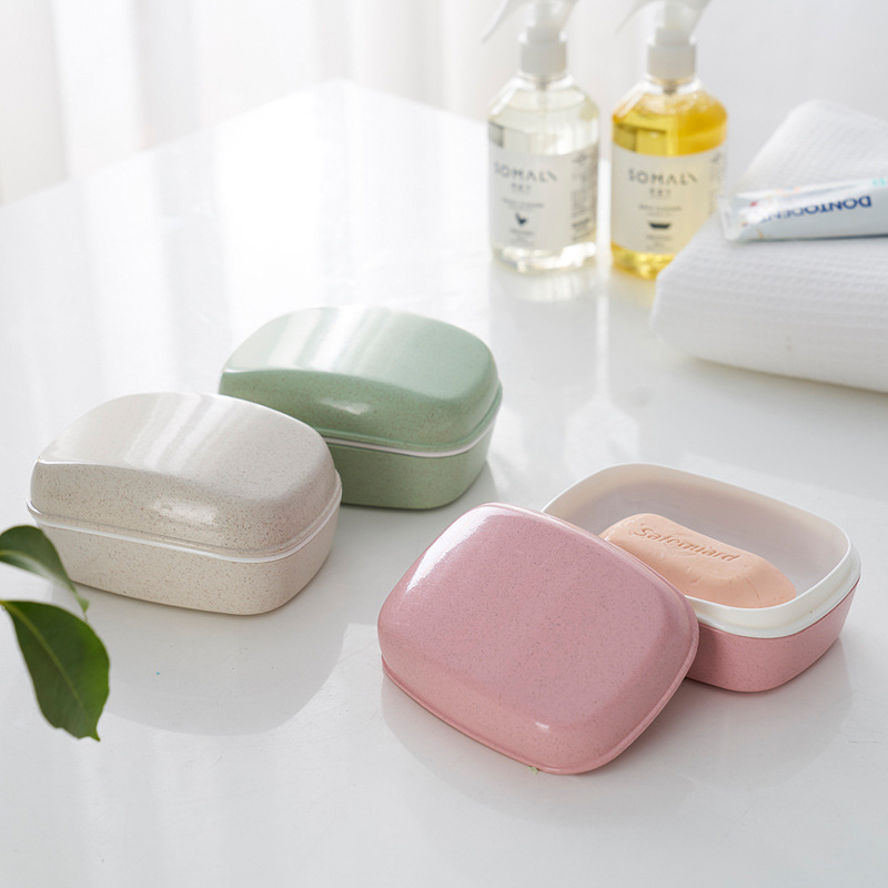 Simple wheat straw bathroom soap box, no punching, personalized and creative draining box, bathroom soap box wholesale Specification image