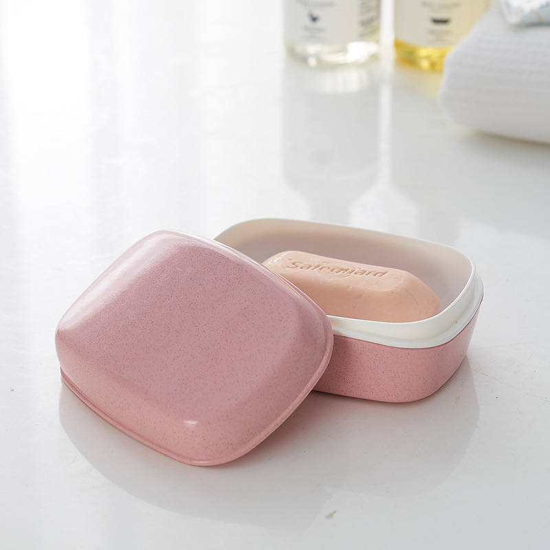 Simple wheat straw bathroom soap box, no punching, personalized and creative draining box, bathroom soap box wholesale details Picture