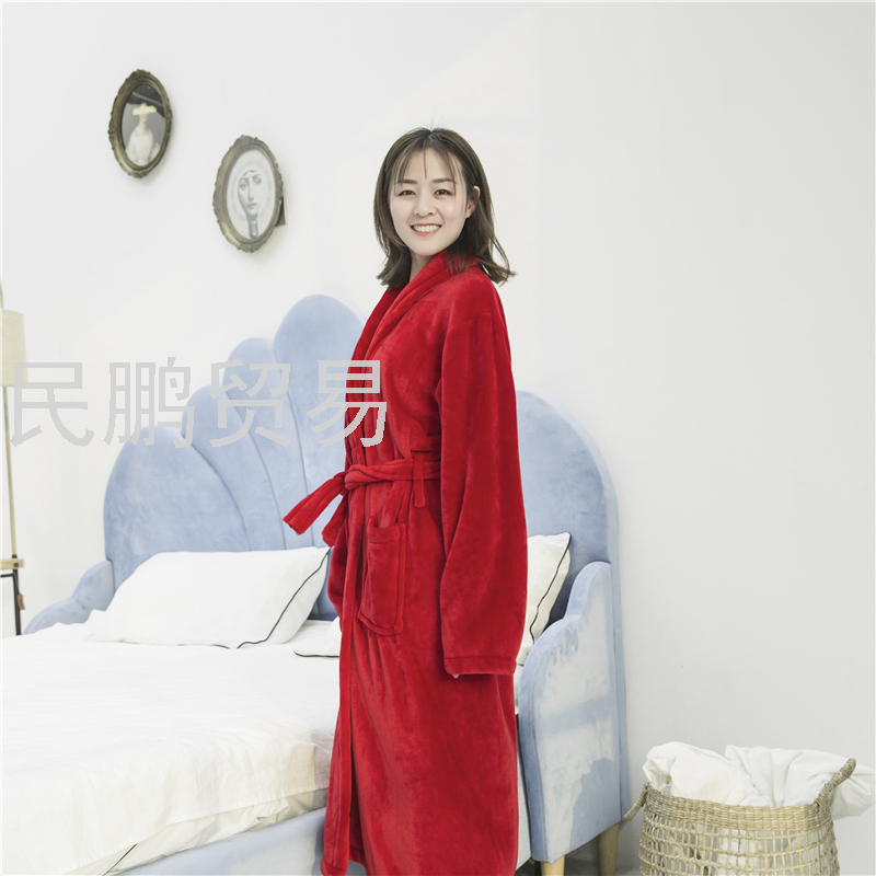 Venta directa de fábrica de alto grado engrosado franela coral fleece color sólido con albornoz Specification image