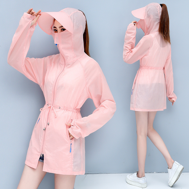 Sun-protective clothing woman 202 Summer new windproof breathable Korean medium long thin sun-protective clothing outerwear for outdoor cycling