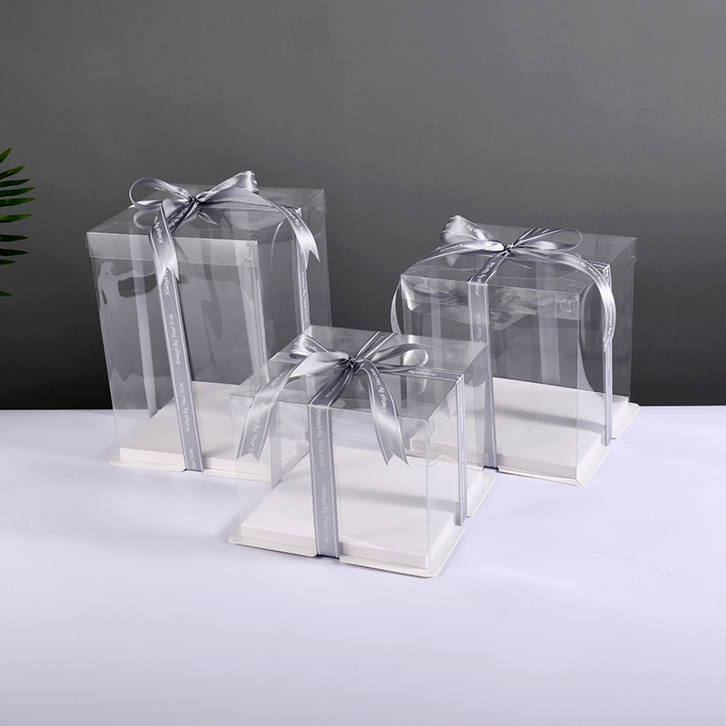 Single layer double layer three layer transparent cake box 4 "6" 8 "10" 12 "baking packaging cake box wholesale thumbnail