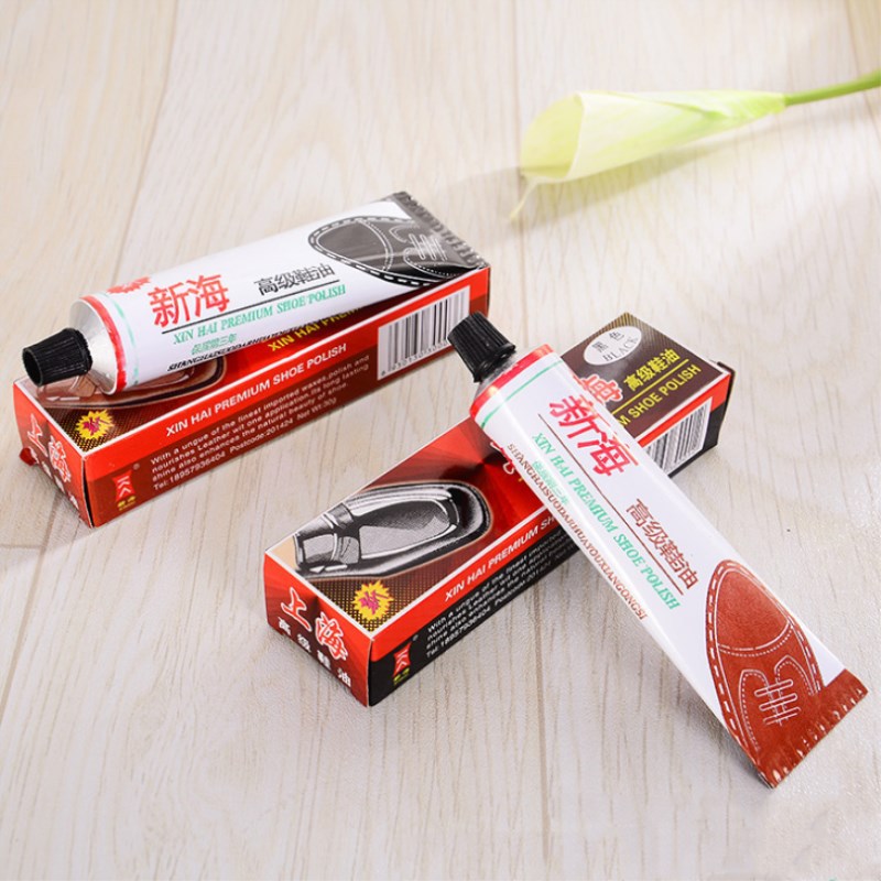 Wholesale Xinhai Guangliang shoe polish, black and brown, shoe polish in paper boxes, one-yuan and two-yuan shoe polish, hot sales at street stalls details Picture