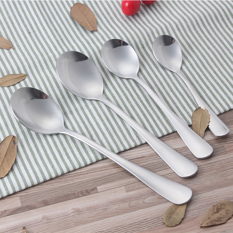 Factory wholesale 1010 series stainless steel oval spoons, soup spoons and tableware sets, customized stainless steel tableware details Picture