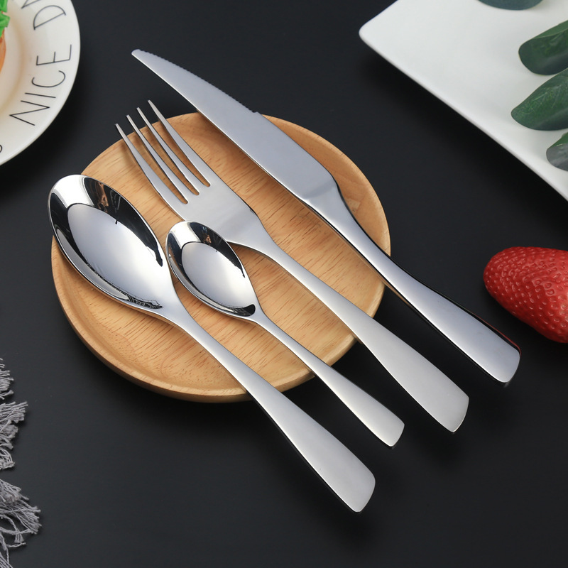 High-end hotel supplies: knives, forks, spoons, tableware, stainless steel Western knives, steak knives, four-piece set, gift customization, logo details Picture