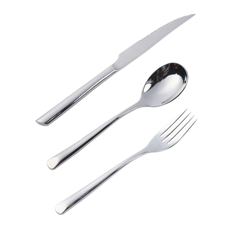 Stainless steel steak knife, fork and spoon set with inclined handle, Western tableware, household dessert forks and spoons, soup spoons and spoons can be customized Item Picture