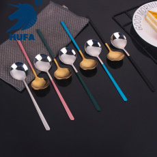 Factory wholesale creative flat-handled Portuguese stainless steel tableware, internet-famous gold-plated Korean-style spoon, fork and chopstick sets customized