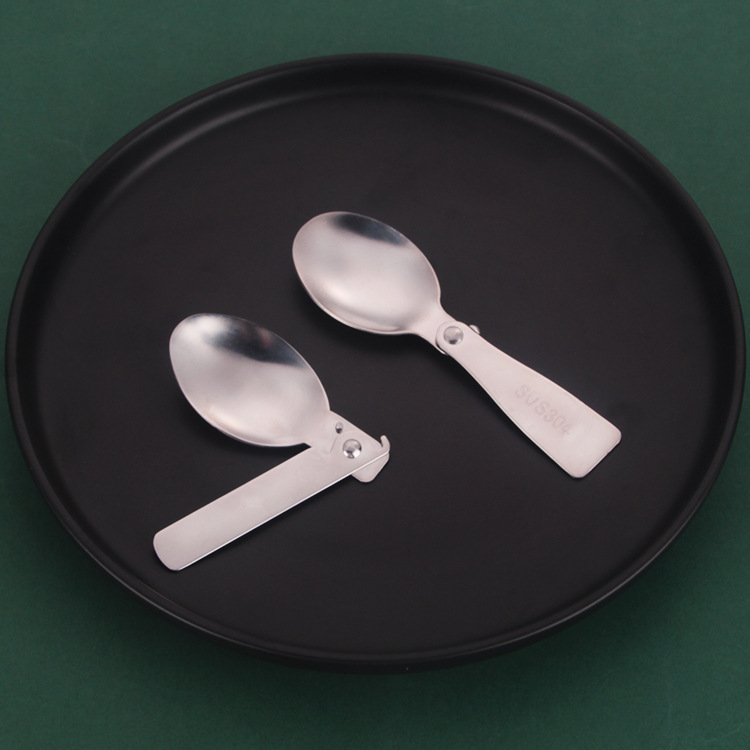 Wholesale 304 stainless steel soup spoons, creative outdoor travel spoons, portable tableware, folding spoons and spoons from the manufacturer details Picture