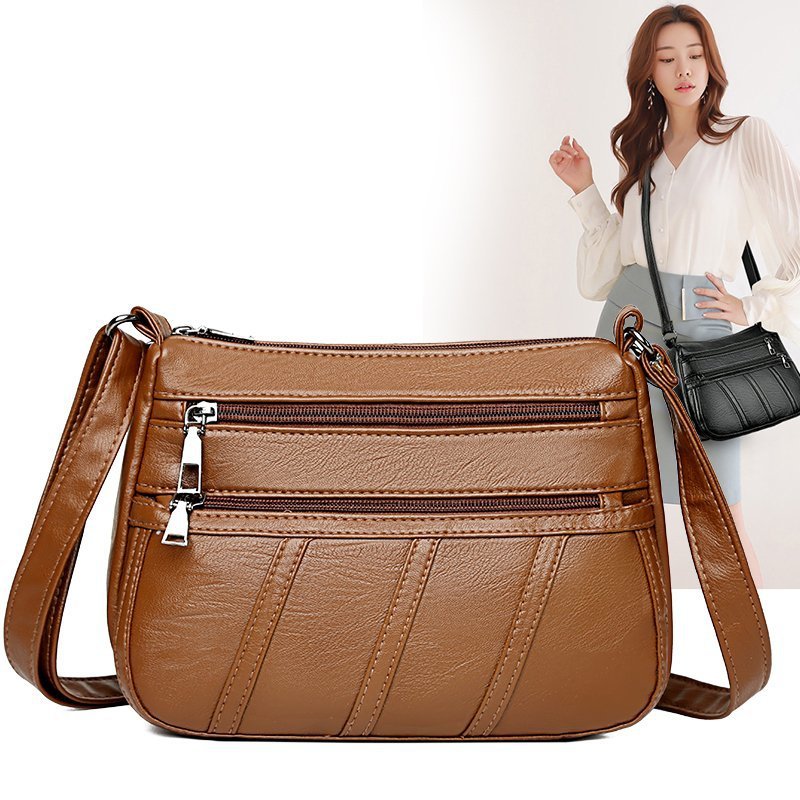 Middle-aged bag Girl 2021 first Edition Korean version Mom large capacity soft leather versatile, elegant and fashionable single-shoulder crossbody bag