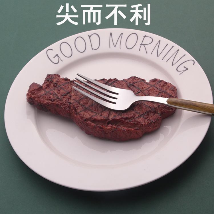 New imitation wooden handle knife, fork and spoon set, Korean-style tableware, stainless steel spoon, fork and steak knife in stock for wholesale, logo Application Scenario